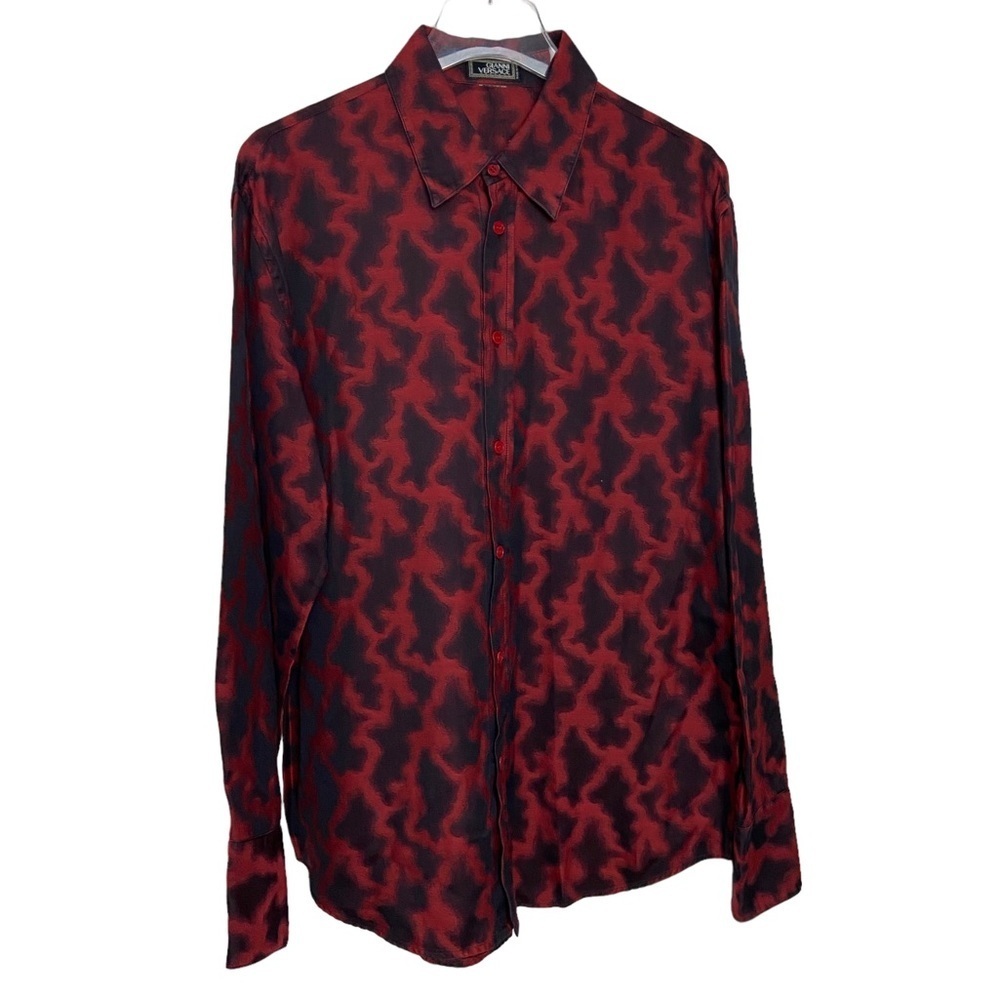 Gianni Versace | Red, Black | Long Sleeve | Button Up Shirt | Size 16/32